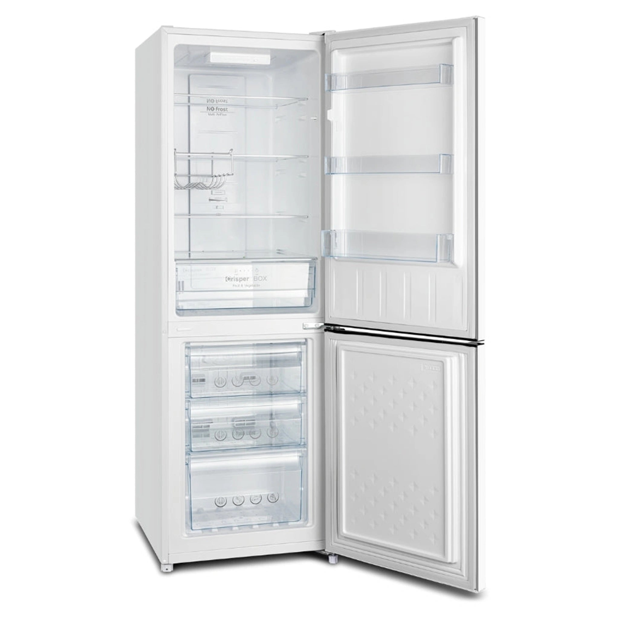 CHiQ 231L Bottom Mount Fridge White CBM231NW2, Front Left Side View With Door Open