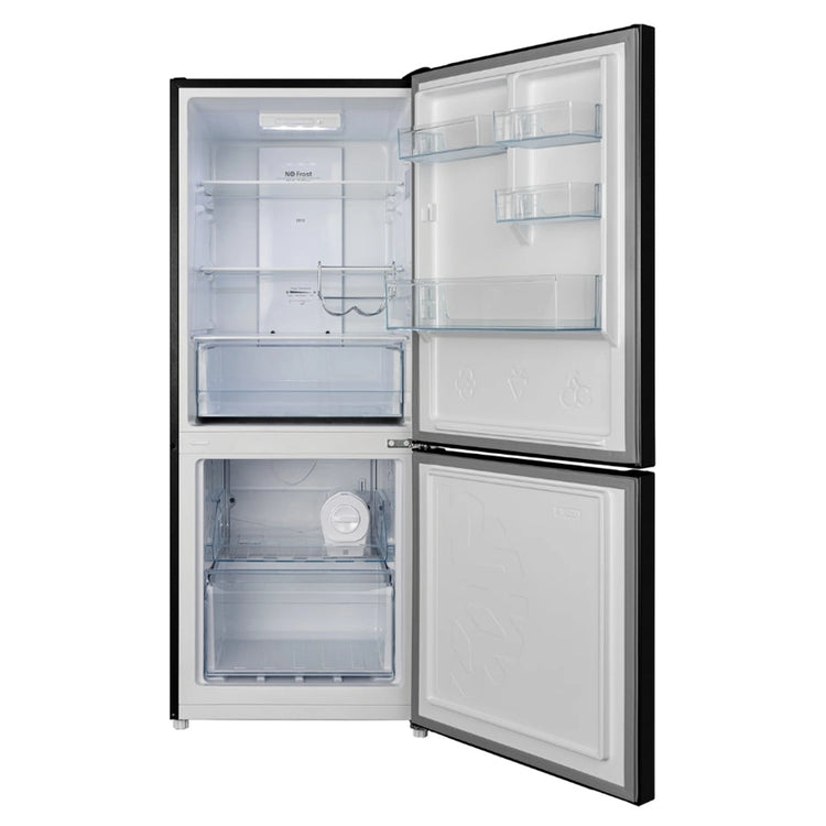 CHiQ 283L Bottom Mount Fridge Black CBM280NB3, Front View With Door Open