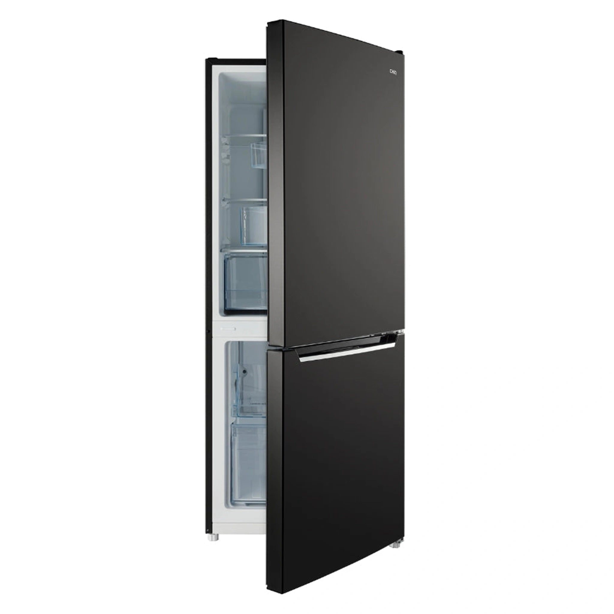 CHiQ 283L Bottom Mount Fridge Black CBM280NB3, Front View With Half Day