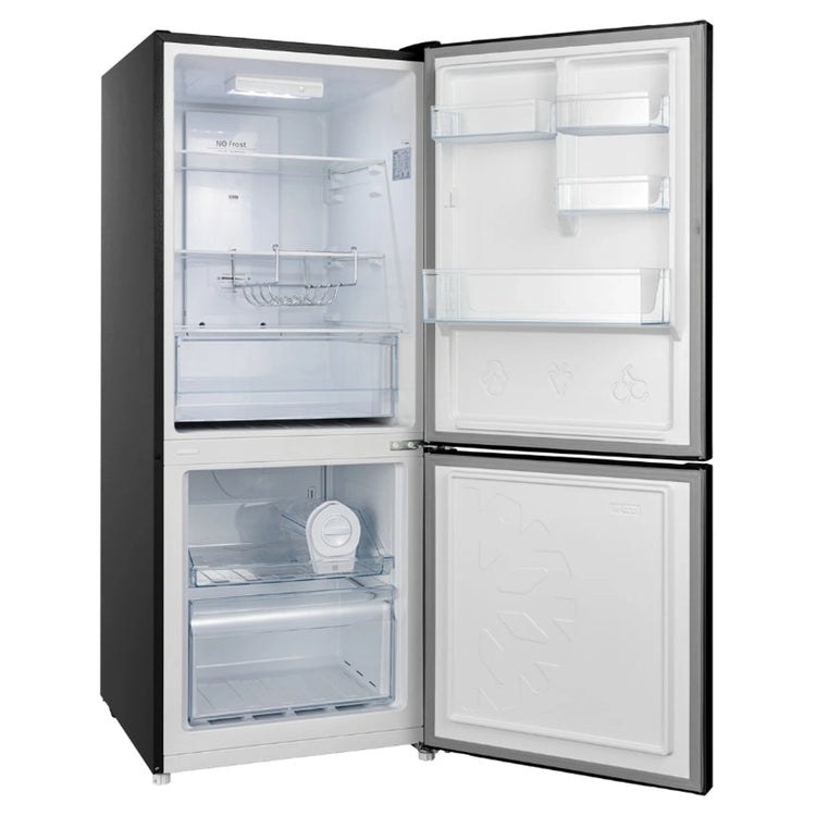 CHiQ 283L Bottom Mount Fridge Black CBM280NB3, Left Side View With Door Open