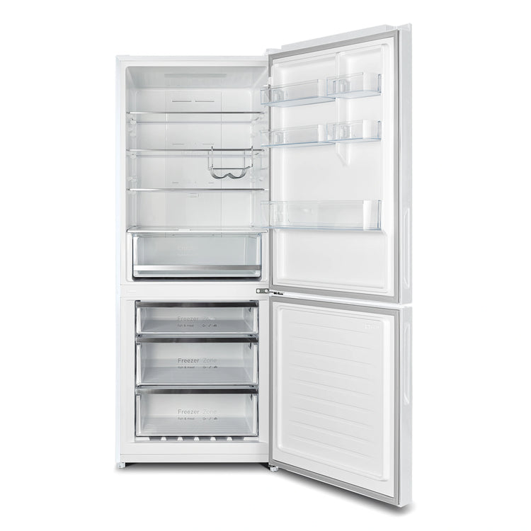 CHiQ 396L Bottom Mount Fridge White CBM396NW3, Front View With Door Open