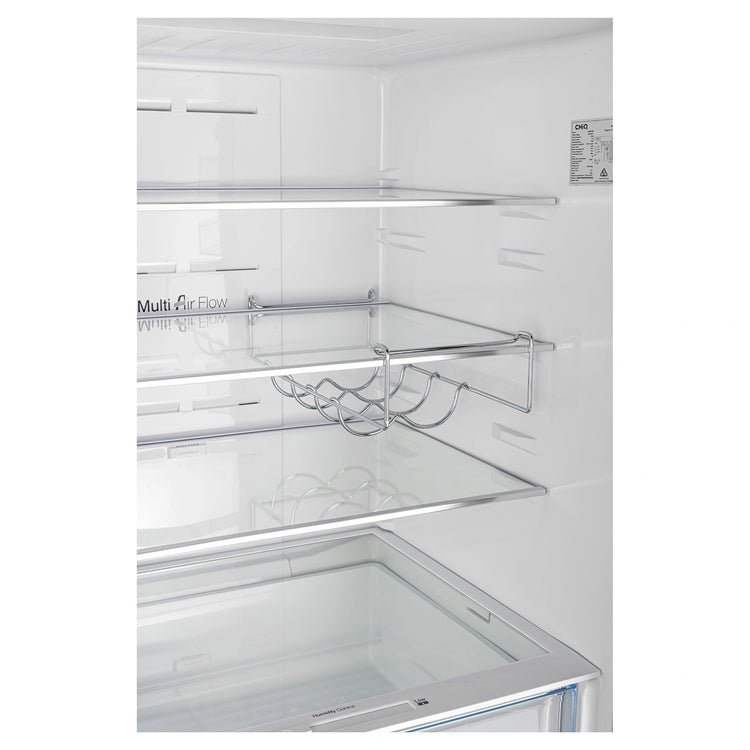 CHiQ 396L Bottom Mount Fridge White CBM396NW3, Glass Shelf Wine Rack