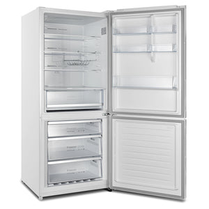 CHiQ 396L Bottom Mount Fridge White CBM396NW3, Left Side View With Door Open