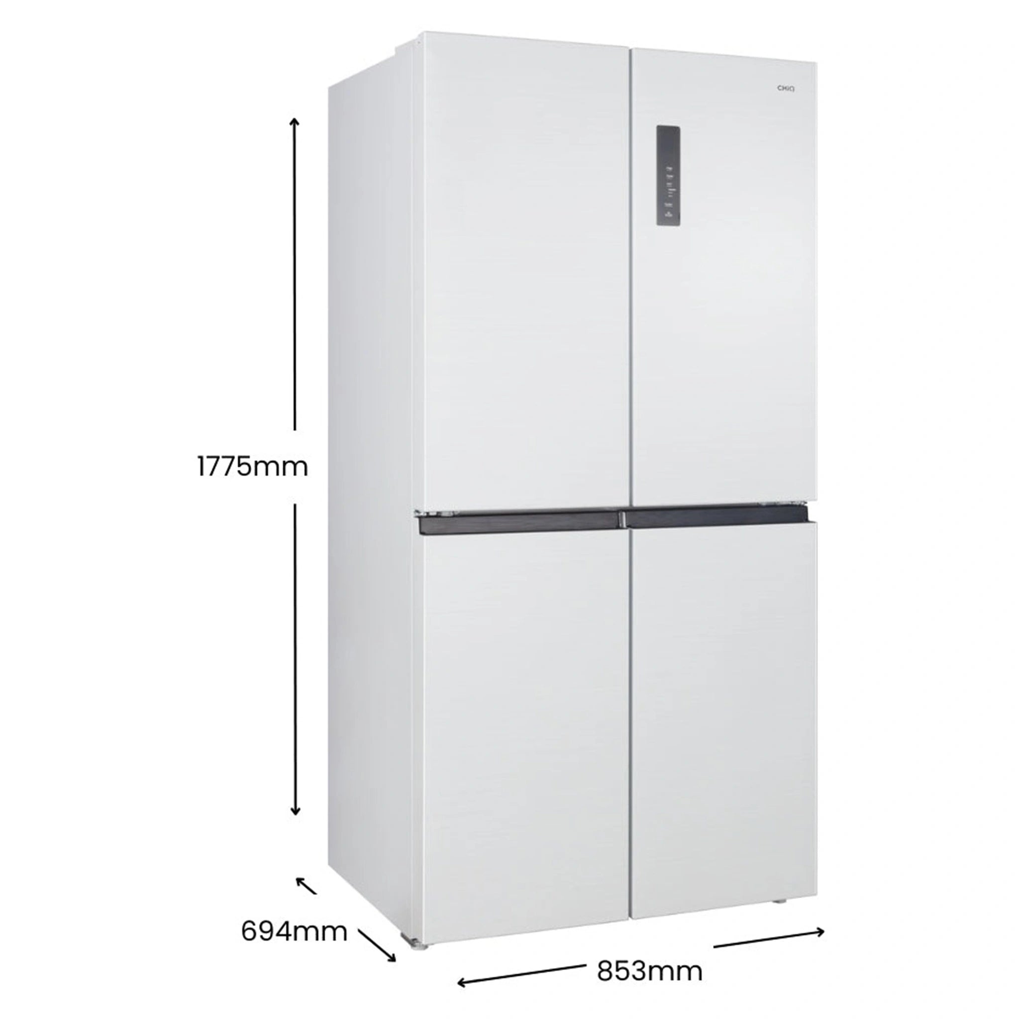 ChiQ 503L Quad Door Fridge - White Steel CCD499NWS, Dimensions
