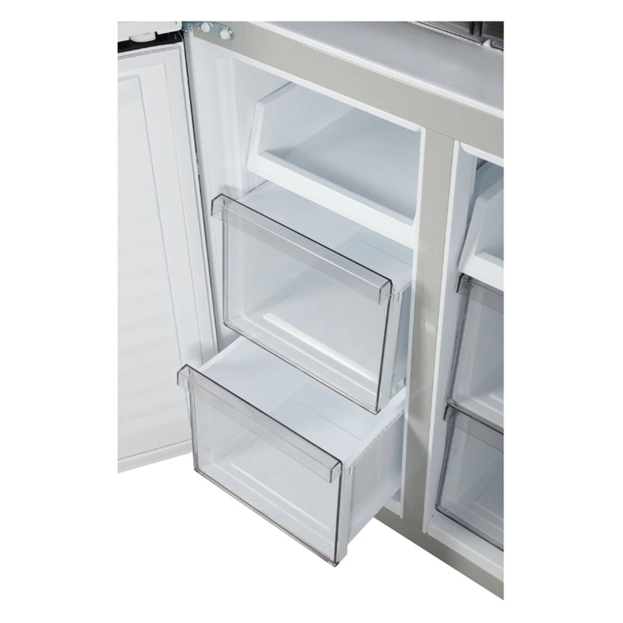 ChiQ 503L Quad Door Fridge - White Steel CCD499NWS, Drawers View