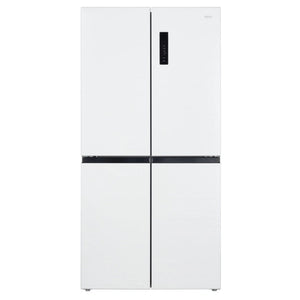 ChiQ 503L Quad Door Fridge - White Steel CCD499NWS, Front View