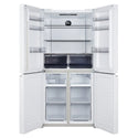 ChiQ 503L Quad Door Fridge - White Steel CCD499NWS, Front View Double Door Open View
