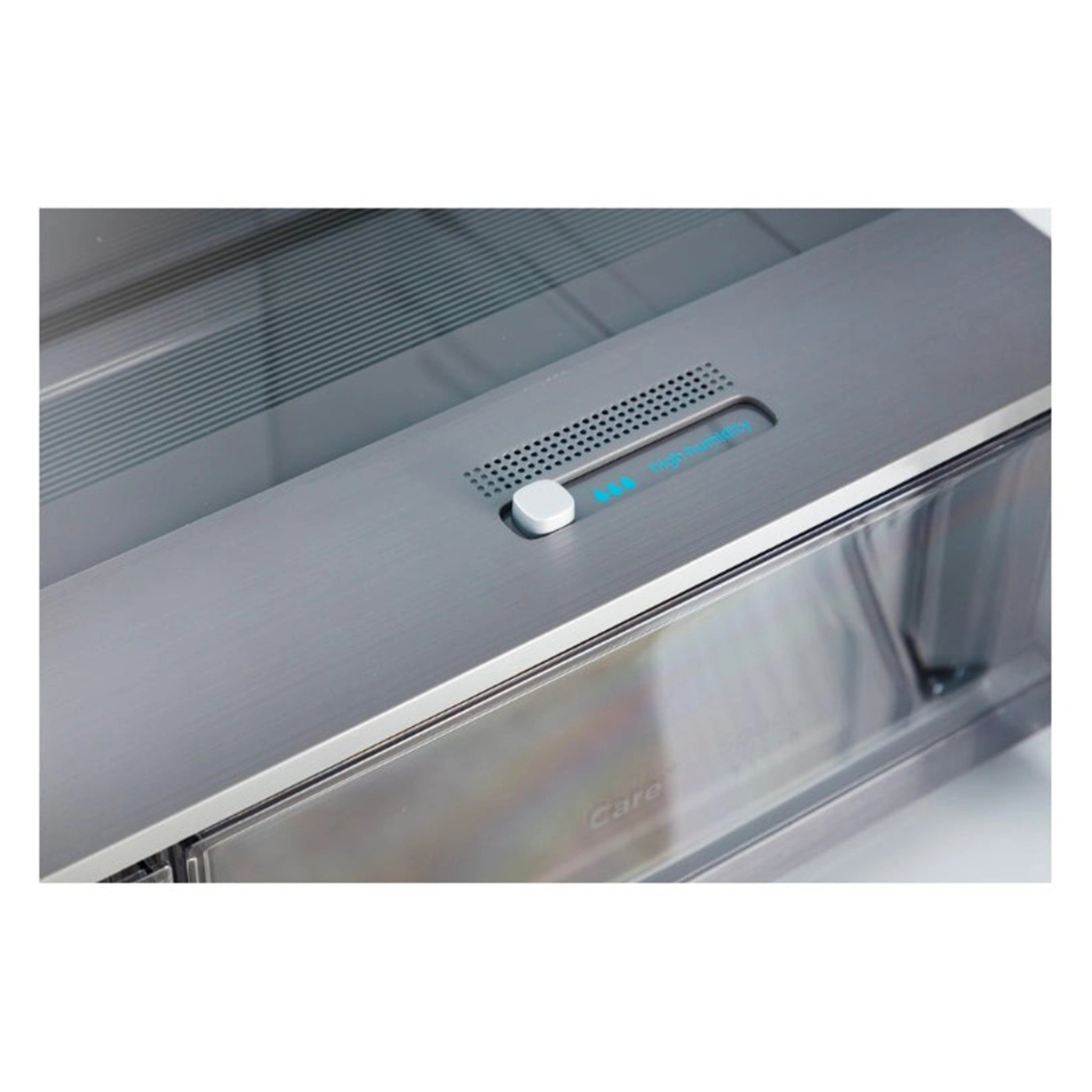 ChiQ 503L Quad Door Fridge - White Steel CCD499NWS, High Humidity Feature View