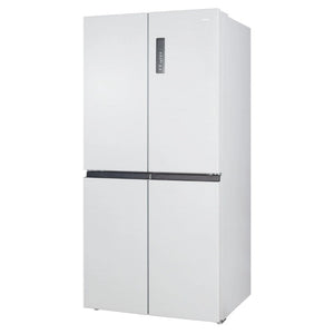 ChiQ 503L Quad Door Fridge - White Steel CCD499NWS, Left Side View