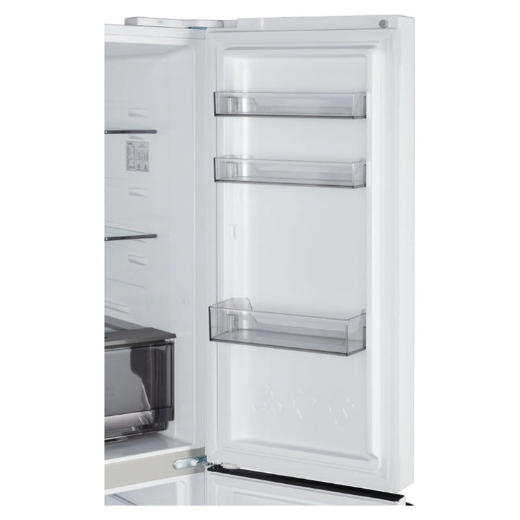 ChiQ 503L Quad Door Fridge - White Steel CCD499NWS, Side Door View
