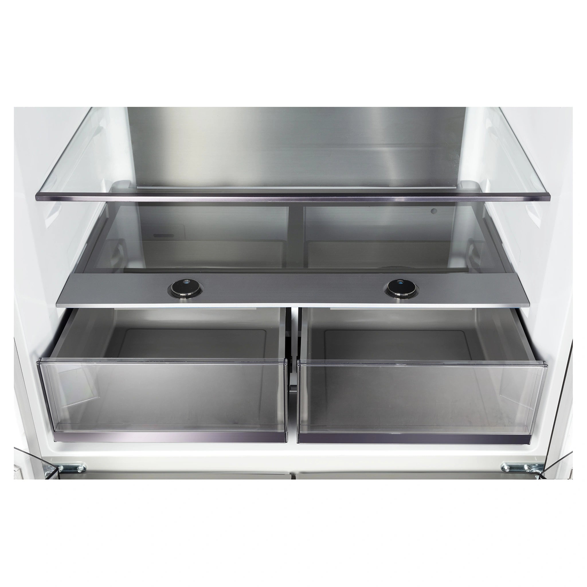 CHiQ 601L Silver French Door Frost-Free Refrigerator CCD596NS, Crisper View 2