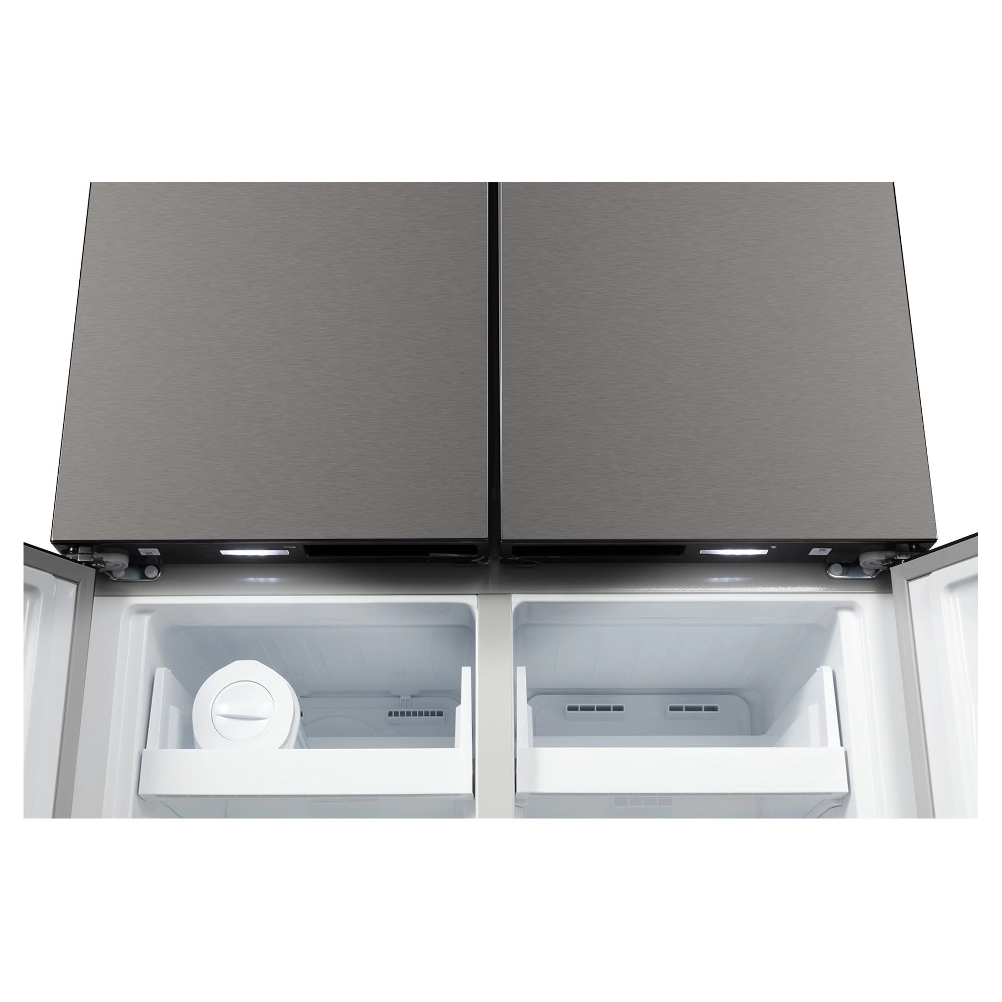 CHiQ 601L Silver French Door Frost-Free Refrigerator CCD596NS, Freezer Room Recessed Light View 2