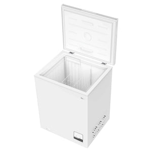 CHiQ 142L White Hybrid Chest Freezer CCF142WE, Left Angle Top Open Door View