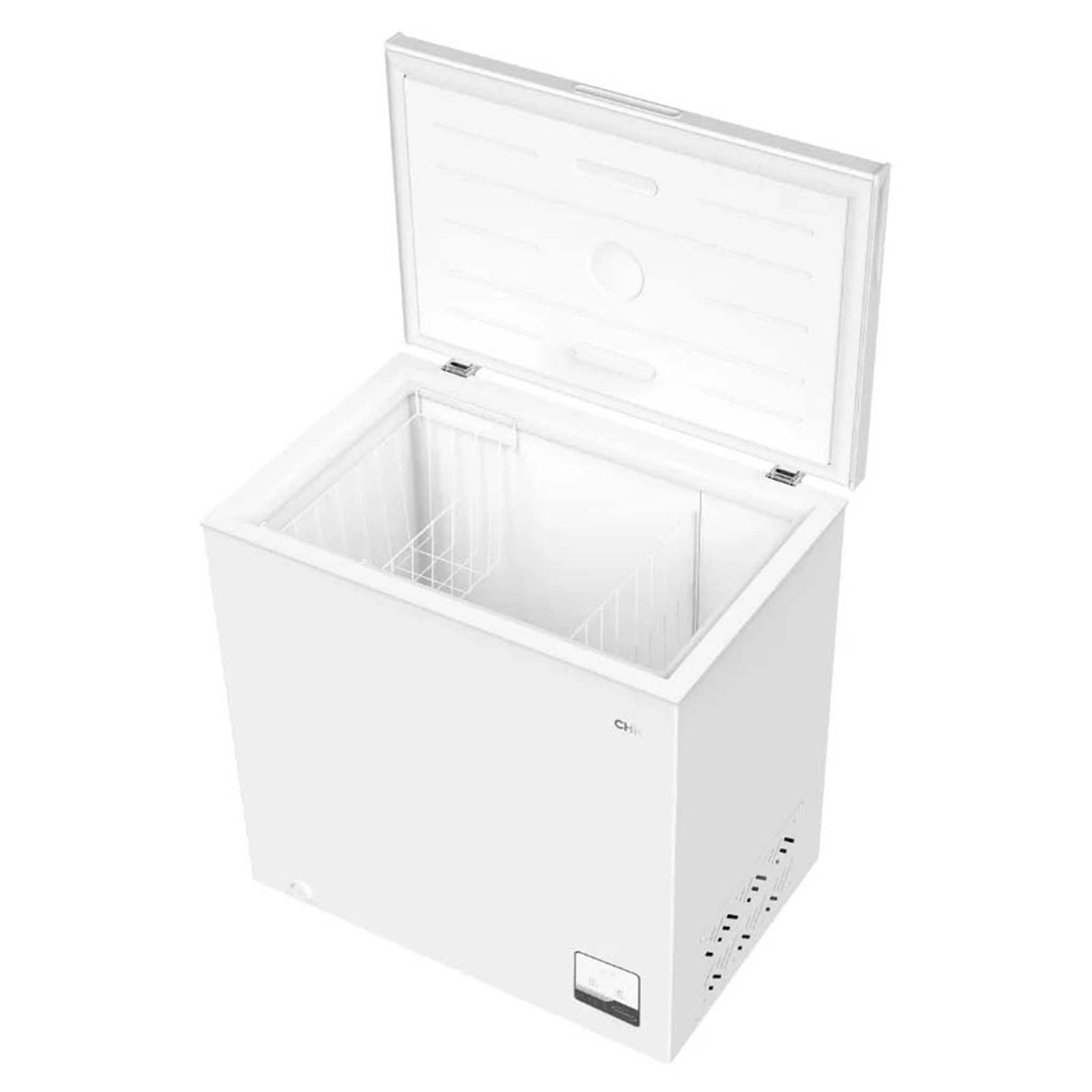CHiQ 199L White Hybrid Chest Freezer CCF199WE, Top Left Angle View