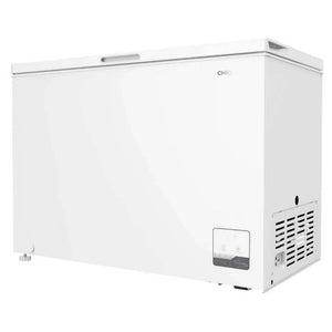CHiQ 299L White Hybrid Chest Freezer CCF299WE, Bottom Left Angle View