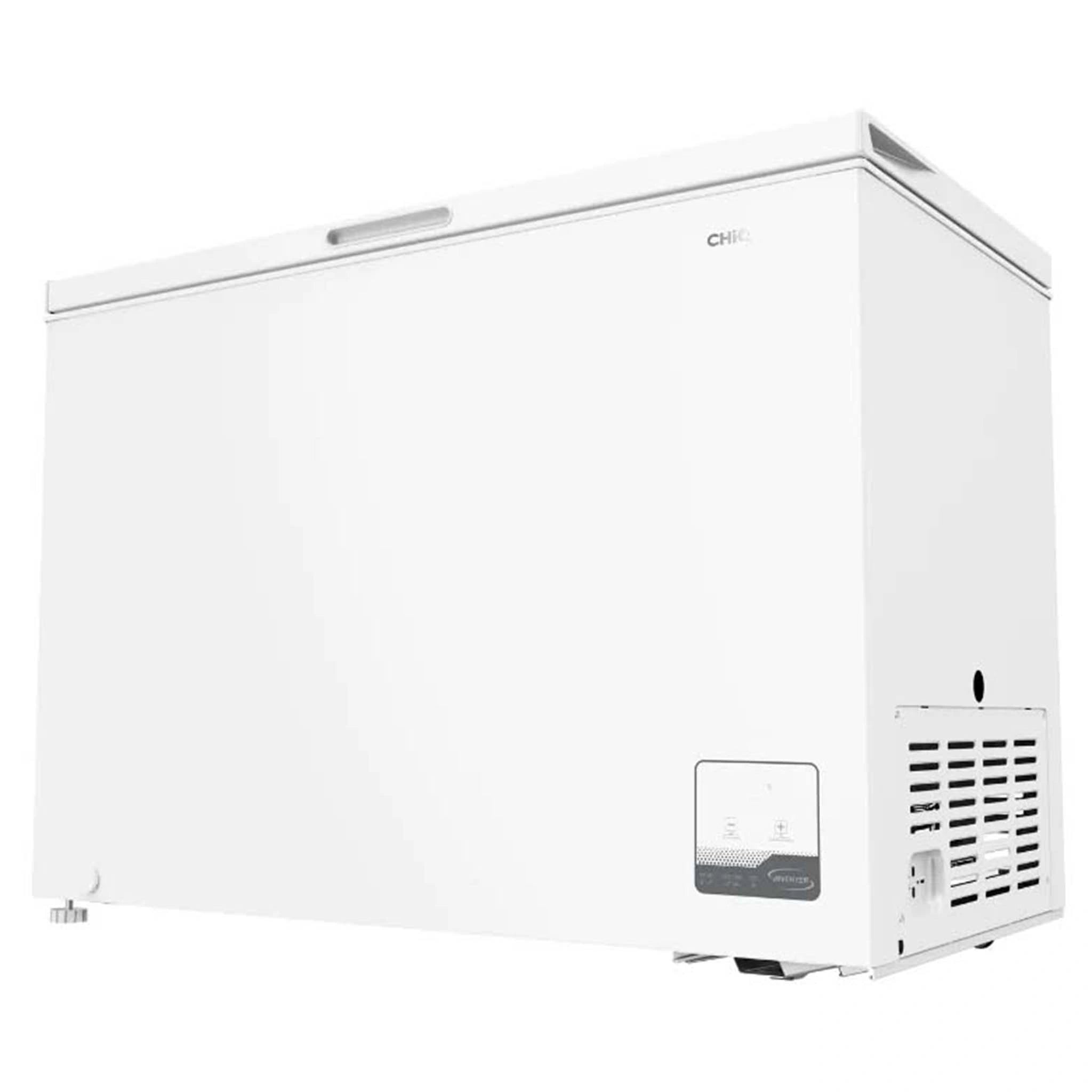 CHiQ 299L White Hybrid Chest Freezer CCF299WE, Bottom Left Side View