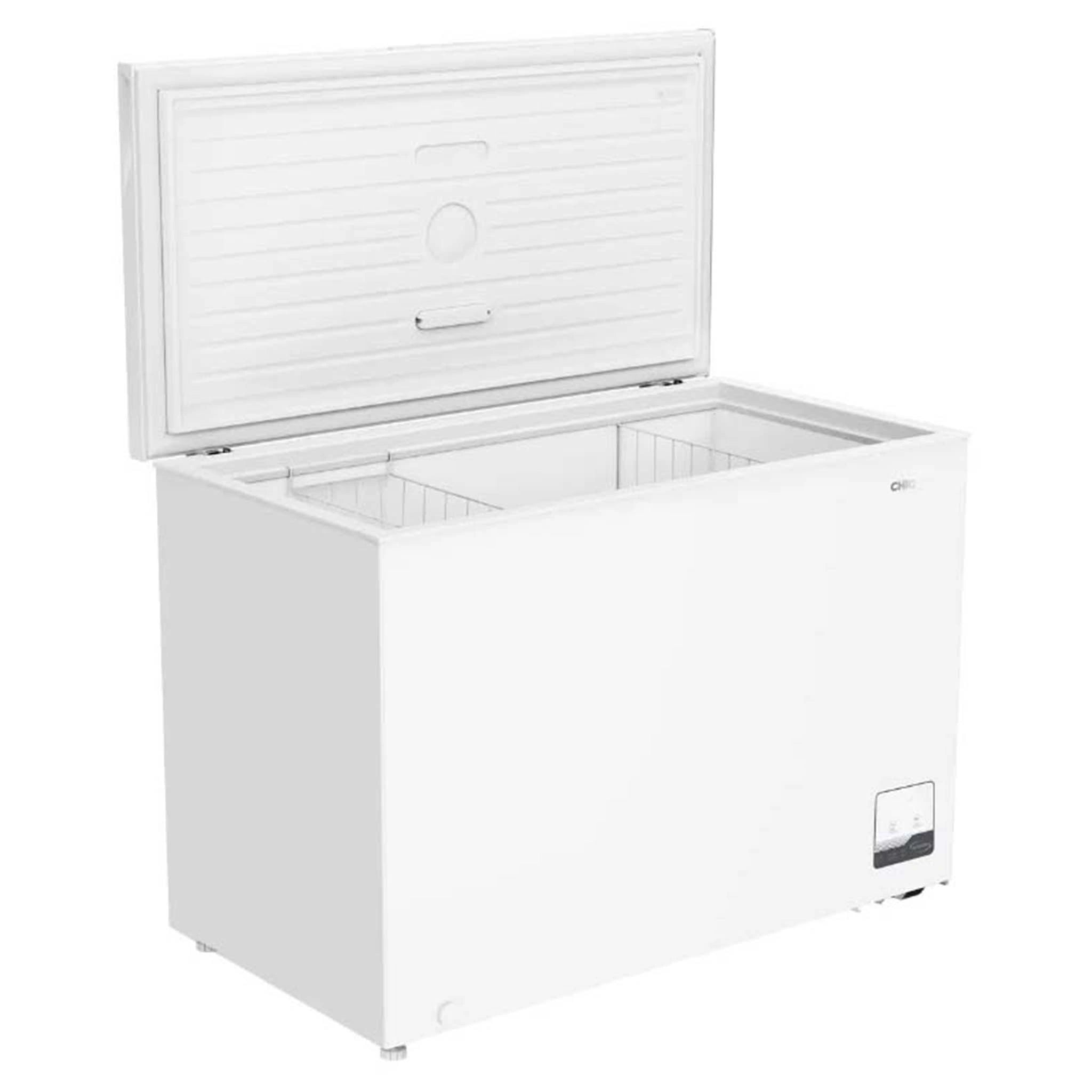 CHiQ 299L White Hybrid Chest Freezer CCF299WE, Top Right Side View