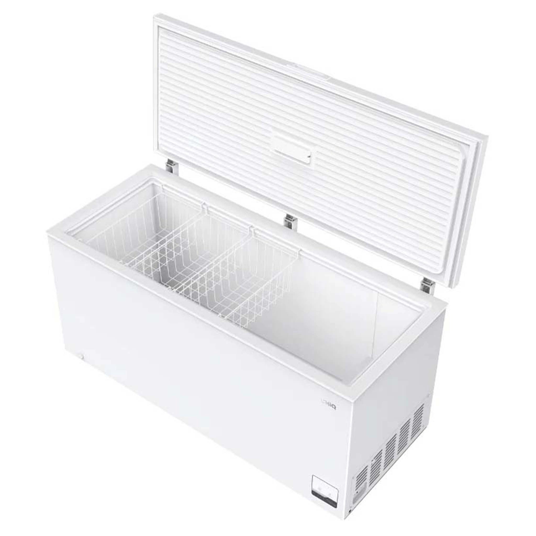 CHiQ 500L White Hybrid Chest Freezer CCF500WE, Left Angle Door Open View
