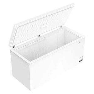 CHiQ 500L White Hybrid Chest Freezer CCF500WE, Right Angle Door Open View