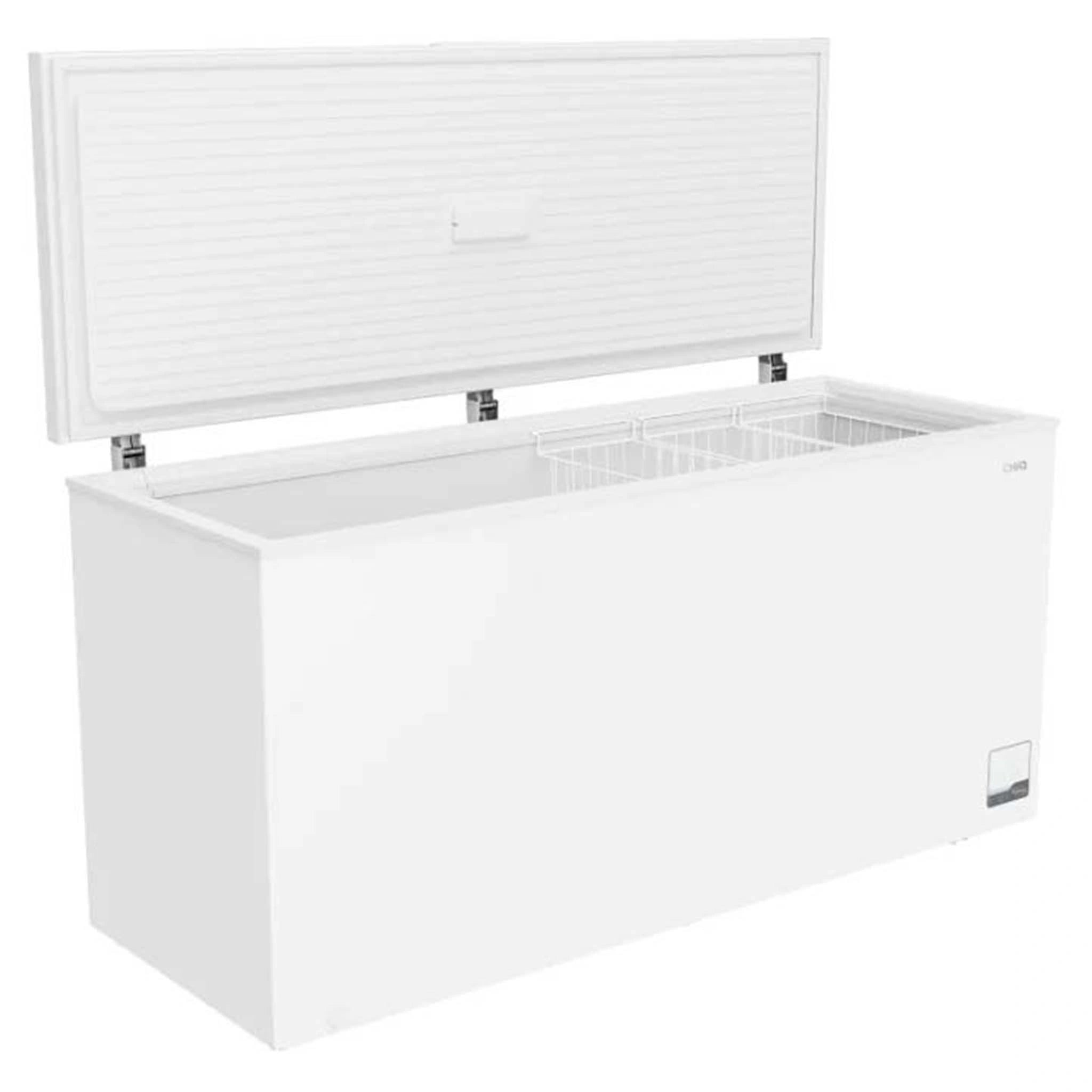 CHiQ 700L White Hybrid Chest Freezer CCF700WE, Right Angle Open Door View