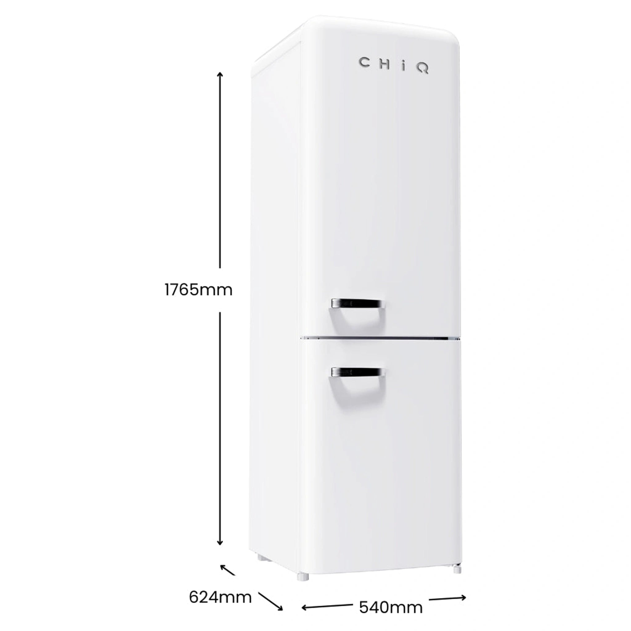 CHiQ 231L Bottom Mount Retro Fridge White CRBM227NW3, Dimensions