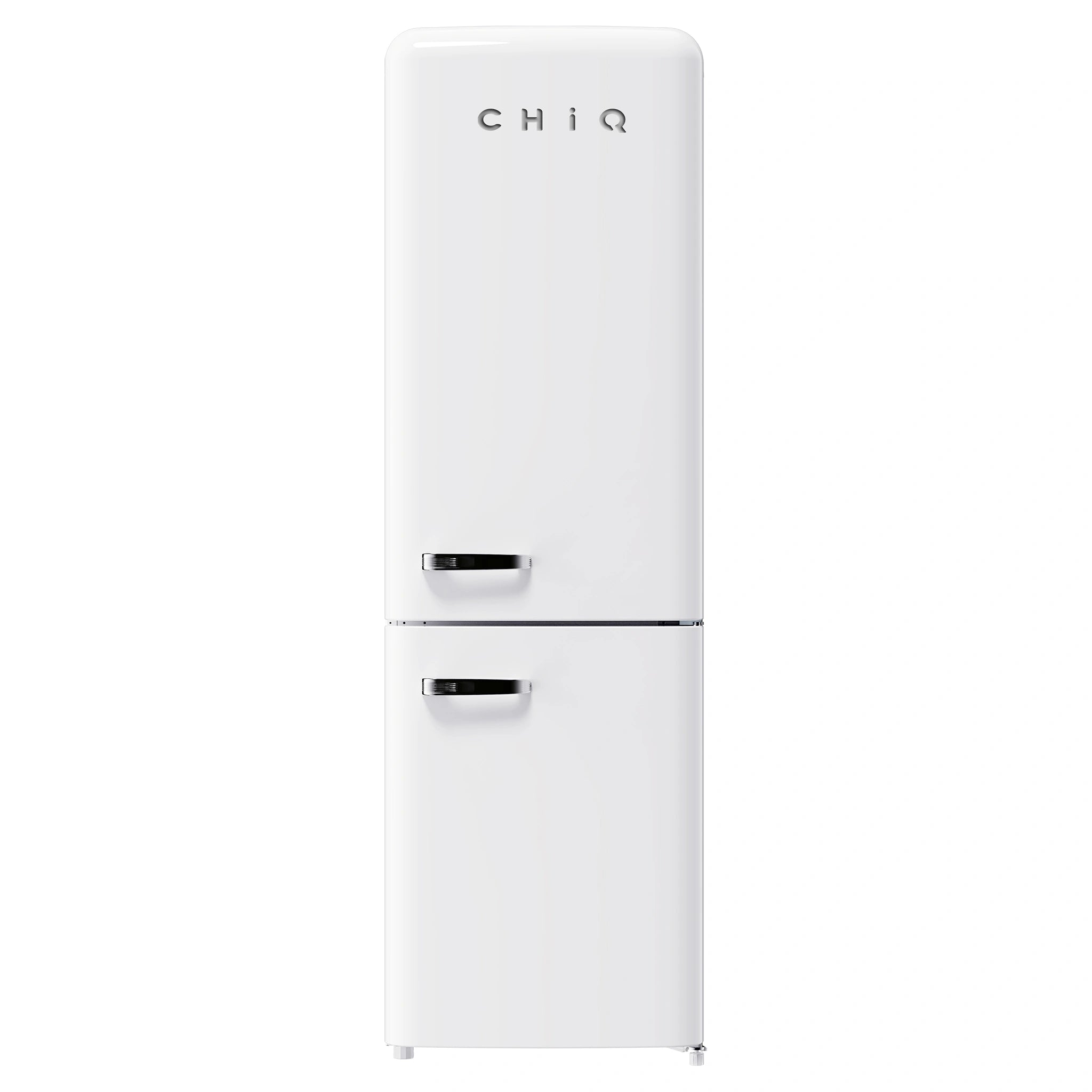 CHiQ 231L Bottom Mount Retro Fridge White CRBM227NW3, Front View
