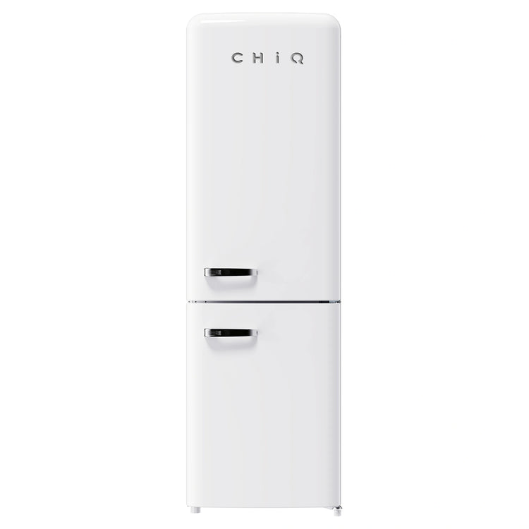 CHiQ 231L Bottom Mount Retro Fridge White CRBM227NW3, Front View