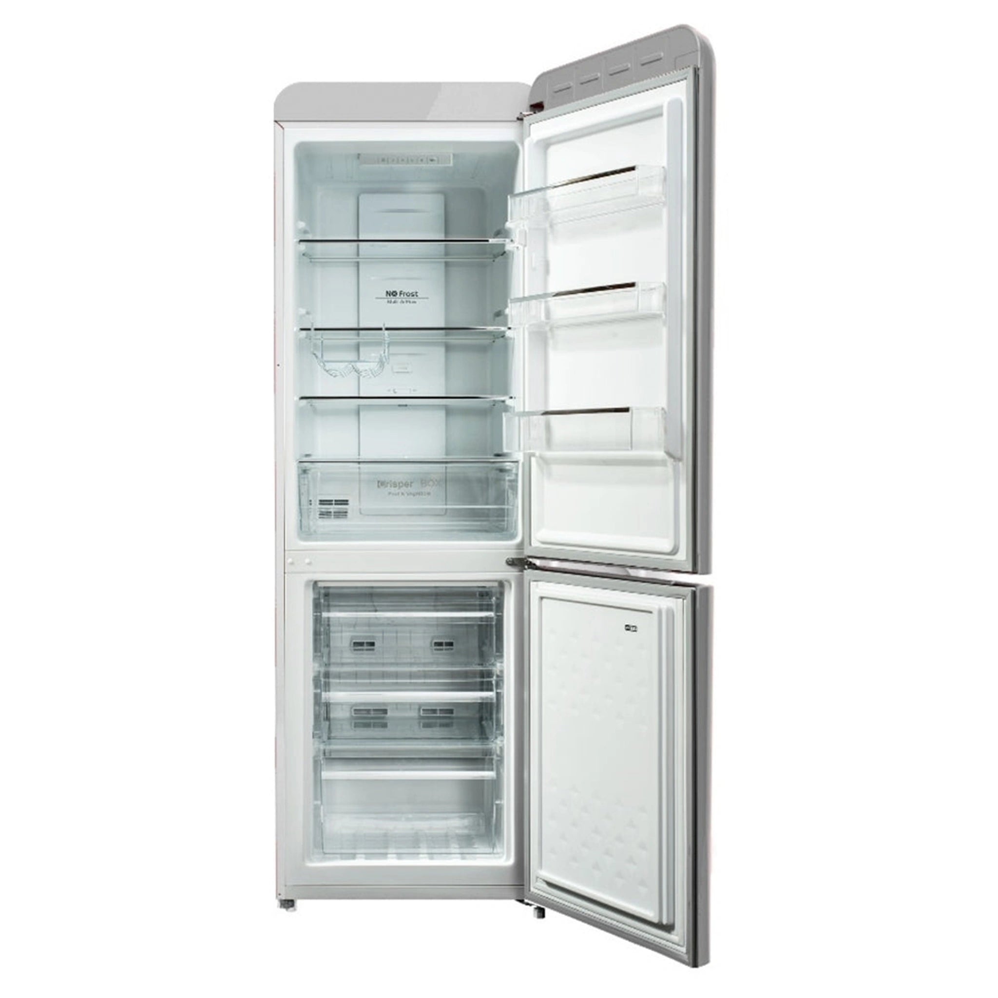 CHiQ 231L Bottom Mount Retro Fridge White CRBM227NW3, Front View With Door Open
