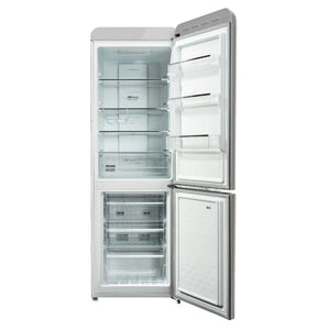 CHiQ 231L Bottom Mount Retro Fridge White CRBM227NW3, Front View With Door Open