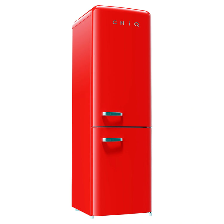 CHiQ 231L Bottom Mount Retro Fridge White CRBM228NR3, Front Left Side View