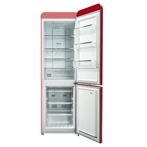 CHiQ 231L Bottom Mount Retro Fridge White CRBM228NR3, Front View With Door Open