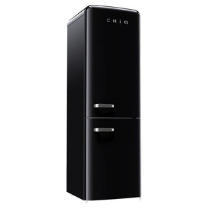 CHiQ 231L Bottom Mount Retro Fridge Black CRBM229NB3, Front Left Side View
