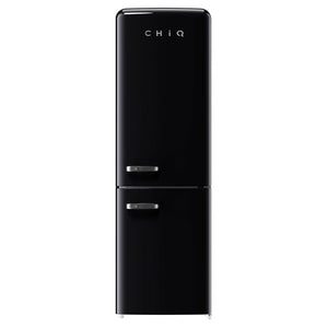 CHiQ 231L Bottom Mount Retro Fridge Black CRBM229NB3, Front View