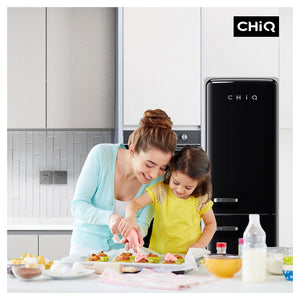 CHiQ 231L Bottom Mount Retro Fridge Black CRBM229NB3, Lifestyle View