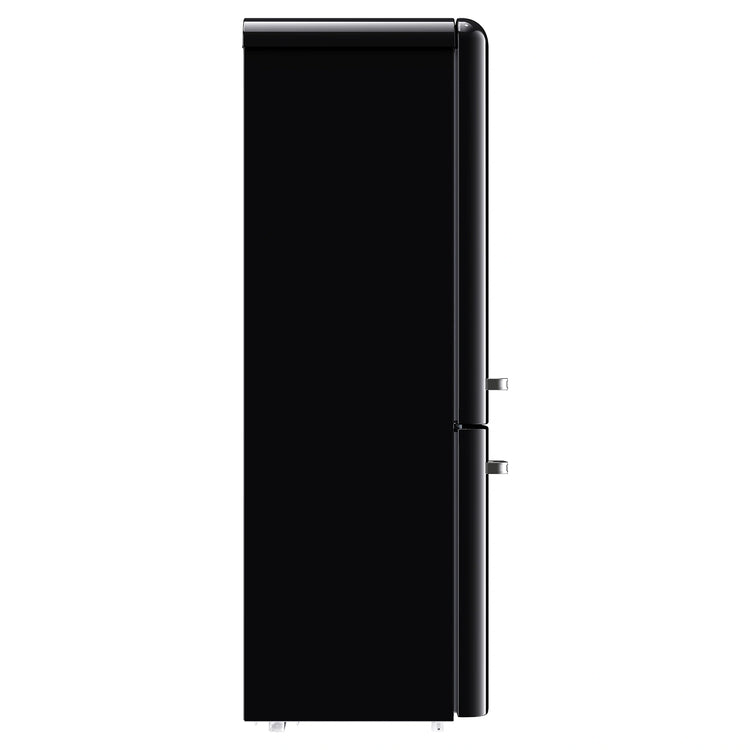 CHiQ 231L Bottom Mount Retro Fridge Black CRBM229NB3, Side View