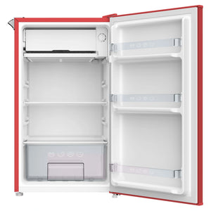 CHiQ 90L Red Retro Single-Door Bar Refrigerator CRSR089DR1, Front Door Open View
