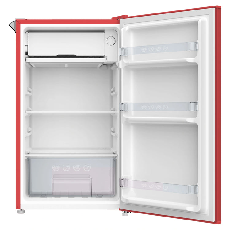 CHiQ 90L Red Retro Single-Door Bar Refrigerator CRSR089DR1, Front Door Open View