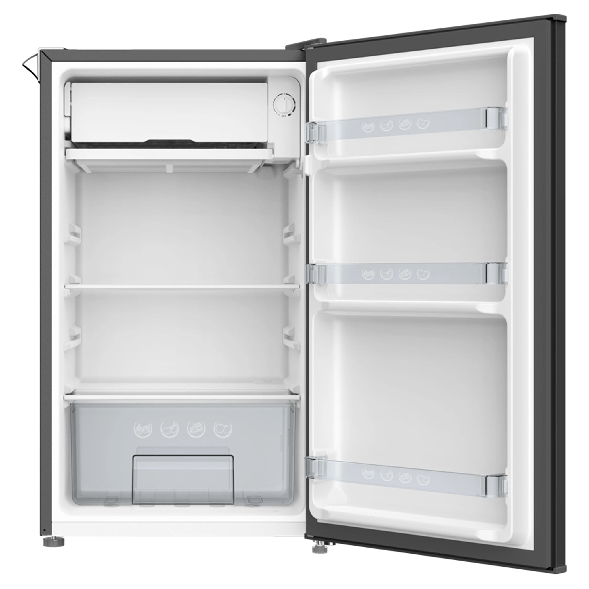 CHiQ 90L Black Retro Bar Refrigerator CRSR090DB1, Front Door Open View