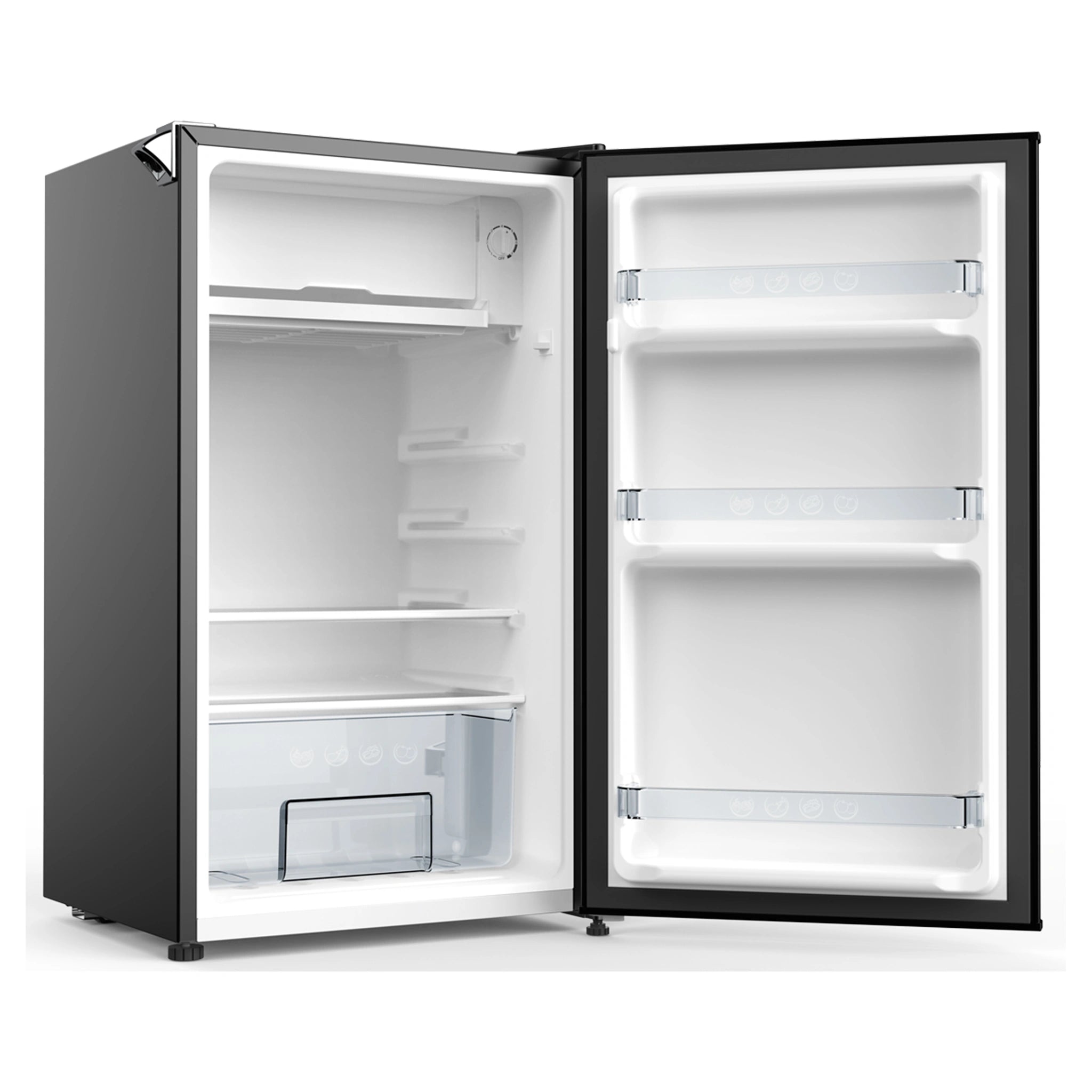 CHiQ 90L Black Retro Bar Refrigerator CRSR090DB1, Right Side Door Open View
