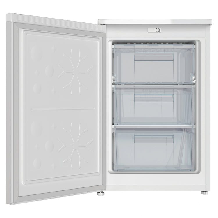 CHiQ 85L White Reversible Door Upright Freezer CSF085DW, Open Door View