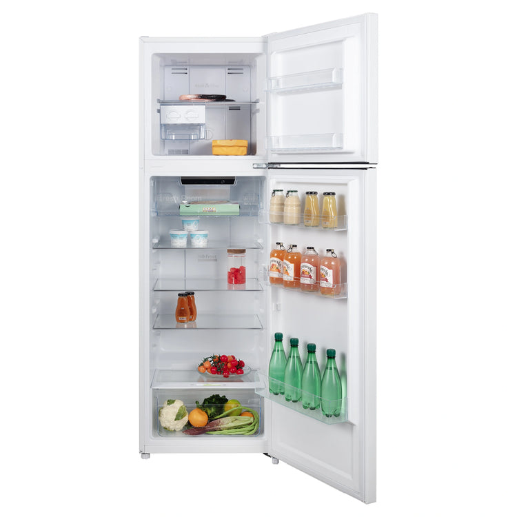 CHiQ 255L Top Mount Fridge White CTM255NW5E, Front View Door Open With Storages