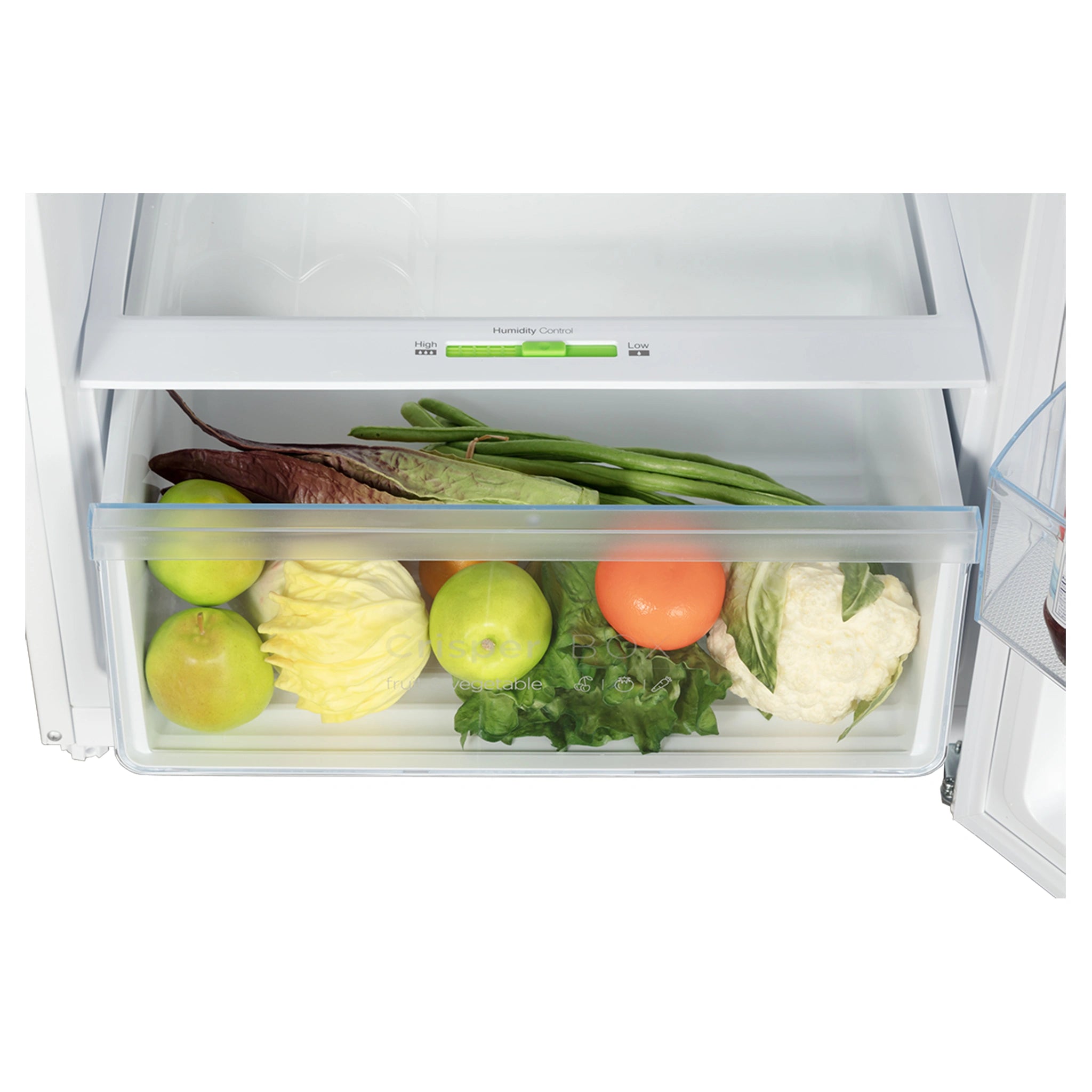 CHiQ 348L Top Mount Fridge White CTM348NW5E, Crisper Box Storage View