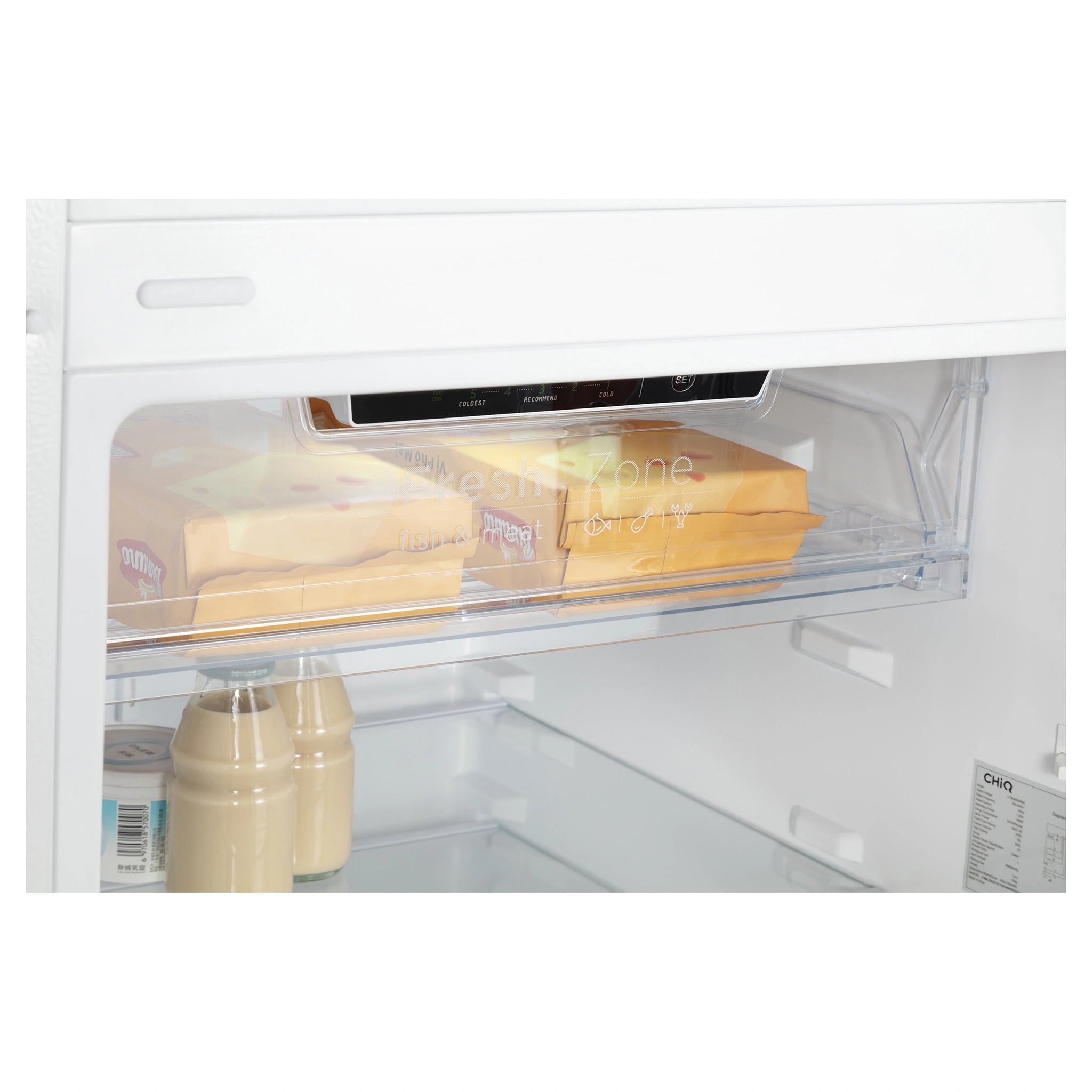 CHiQ 348L Top Mount Fridge White CTM348NW5E, Fresh Zone Storage View
