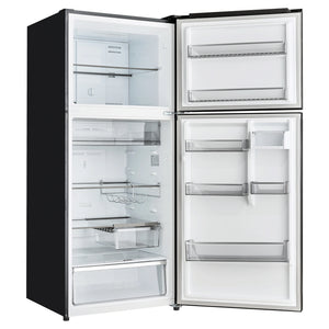 CHiQ 410L Top Mount Fridge Black Steel CTM409NBS5E, Left Side View With Door Open