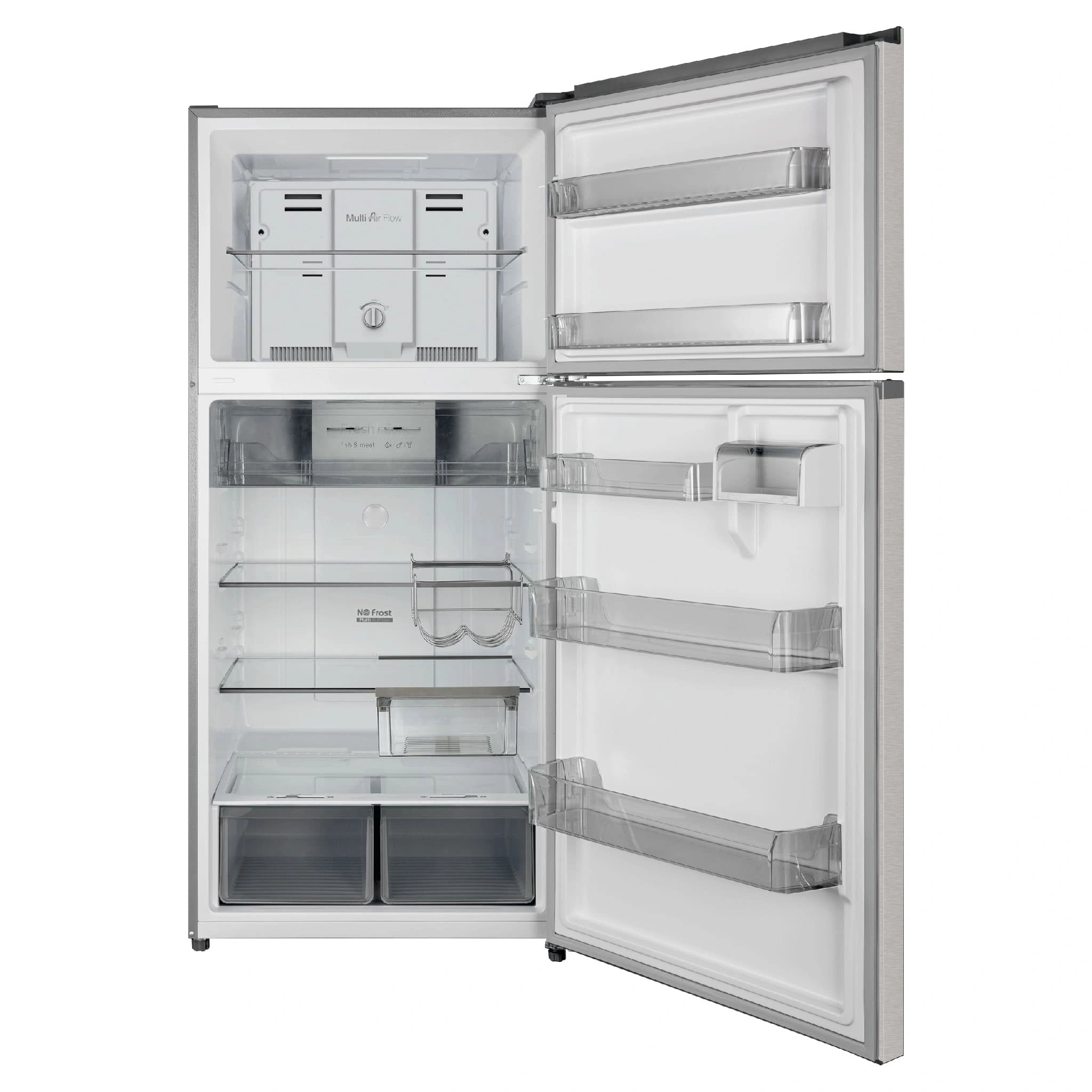 CHiQ 515L Top Mount Fridge Stainless Steel CTM512NSS5E, Front View With Door Open