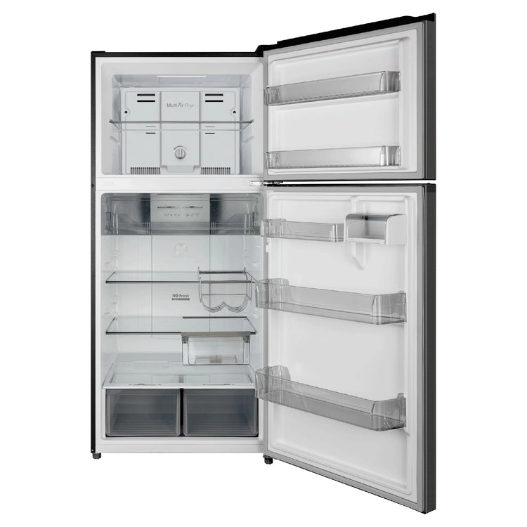 CHiQ Top Mount Fridge Black Steel CTM513NBS5E, Front View With Door Open
