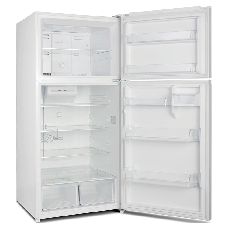 CHiQ 515L Top Mount Fridge White CTM515NW, Left Side View With Door Open