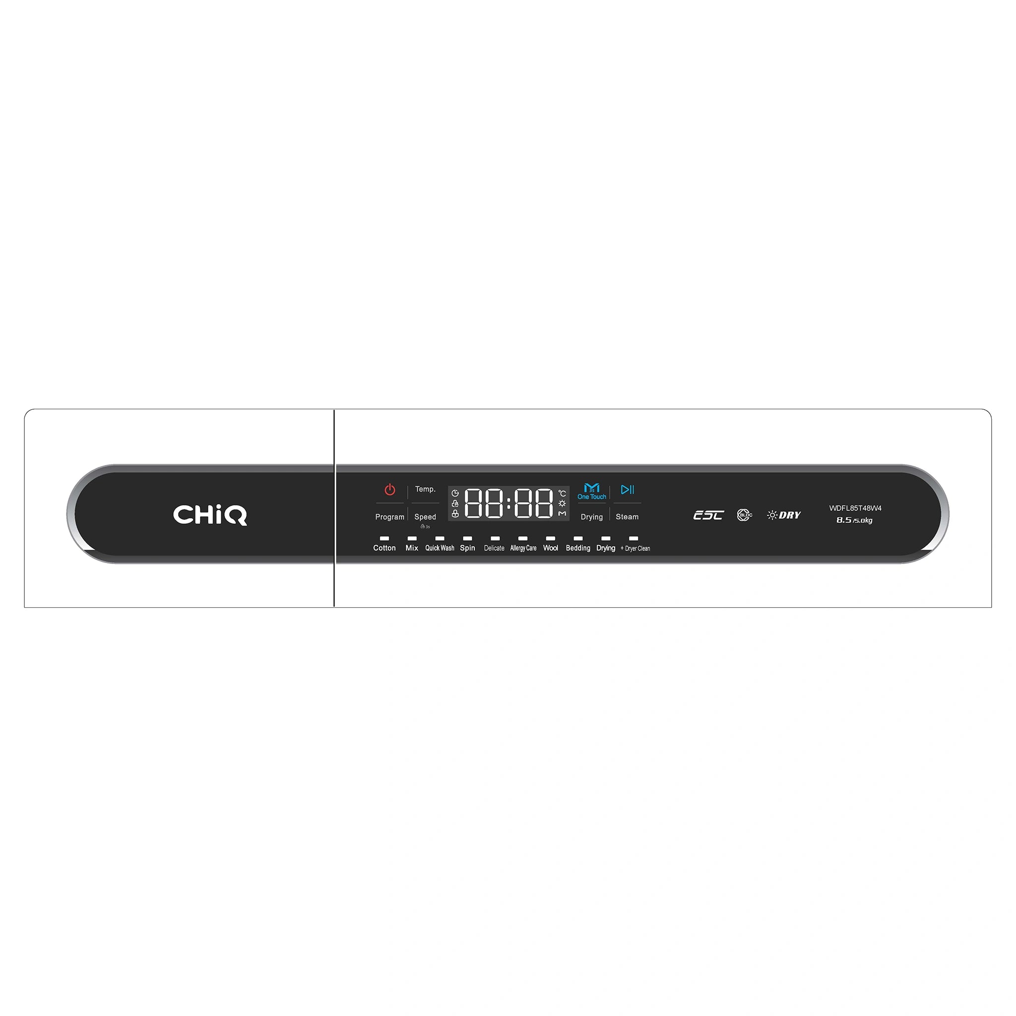 CHiQ 8.5Kg Washer & Dryer Combo White WDFL85T48W4, Control Panel View