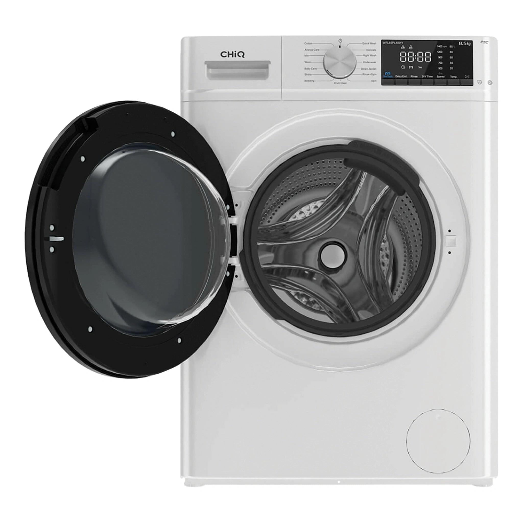 CHiQ 8.5kg Front Load Washer - White WFL85PL48W1, Front View With Door Open