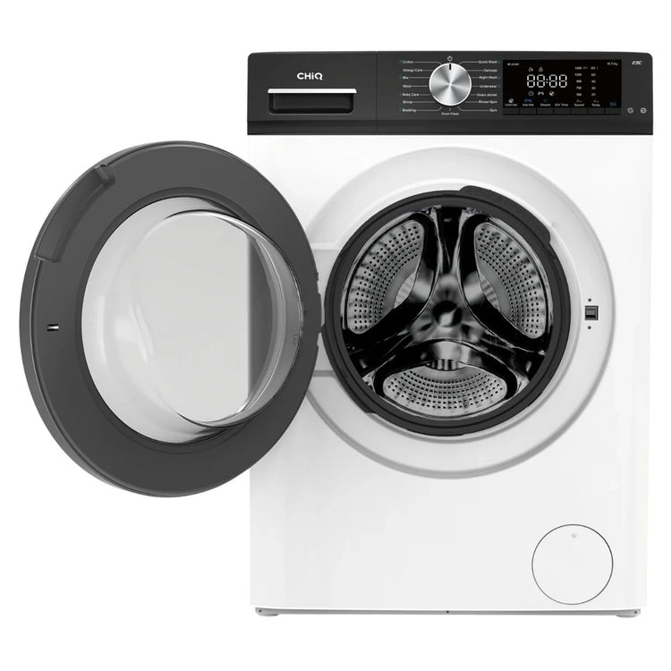 CHiQ 8.5Kg White Front Load Washer WFL85SW1, Front View with Door Open